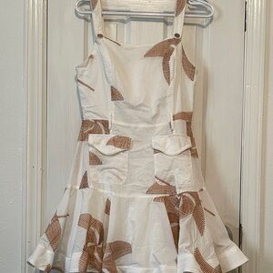 Elegant White and Brown Casual Dress
